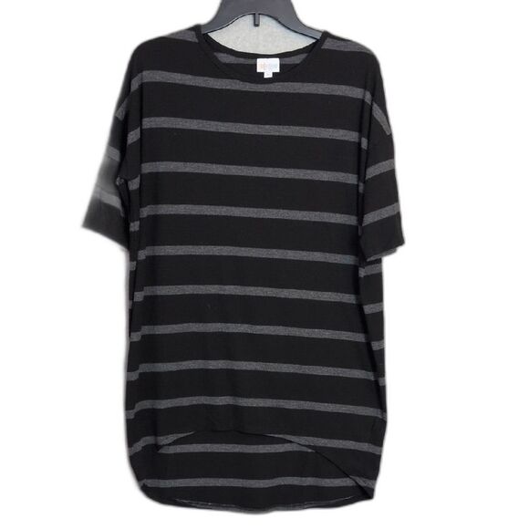 LuLaRoe Black Gray Stripe Tunic Tee Stretch Women's XS - Picture 1 of 4